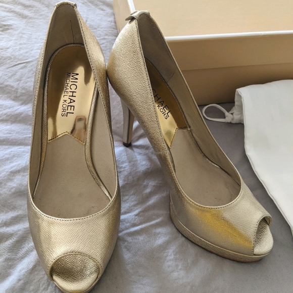 Michael Kors York Platform Gold Peep Toe